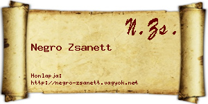 Negro Zsanett névjegykártya